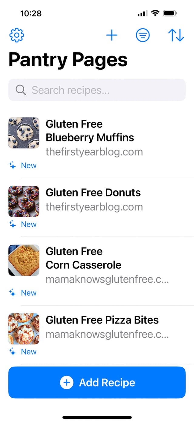Recipe List View on iPhone